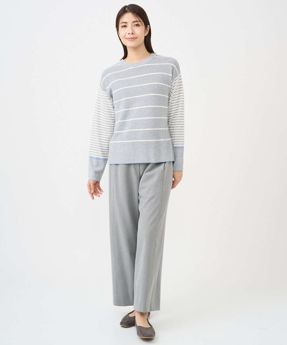 NGFCF63200 GIANNI LO GIUDICE(ジャンニ ロ ジュディチェ) [洗える]T/Cエコボーダーニット ライトグレー