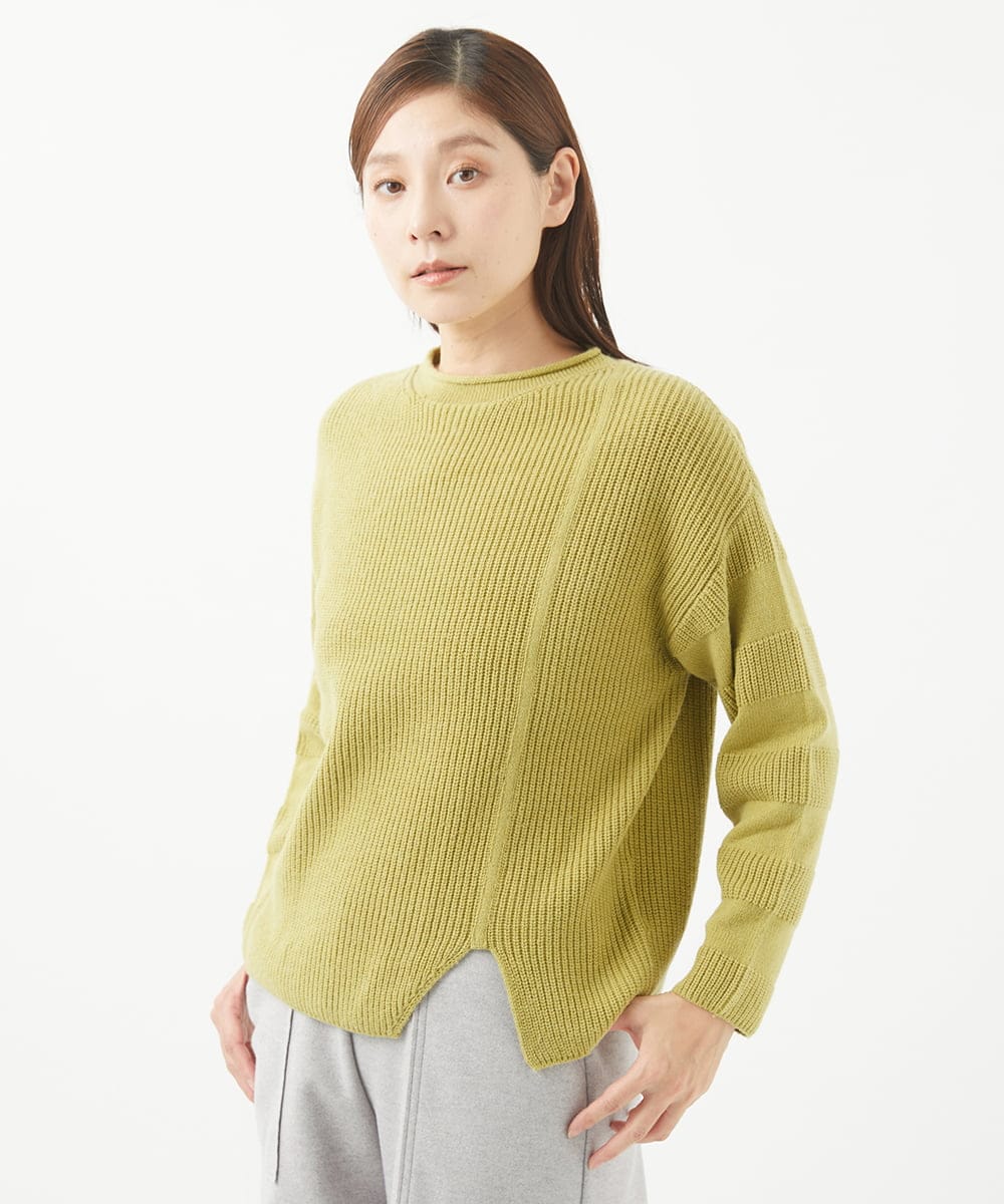 NGFEA20190 GIANNI LO GIUDICE(ジャンニ ロ ジュディチェ) [洗える]ファンシーカラーニット グリーンイエロー