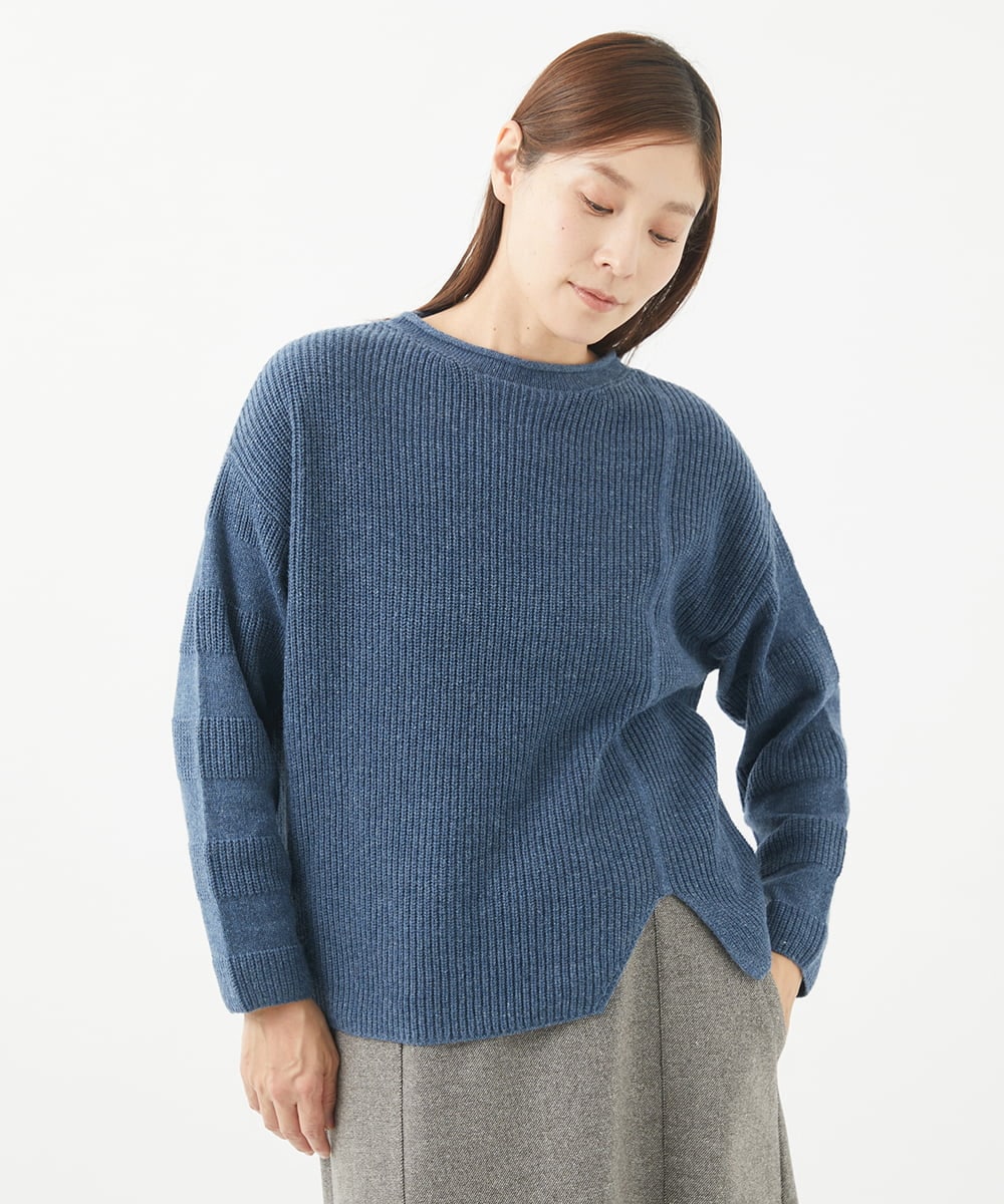 NGFEA20190 GIANNI LO GIUDICE(ジャンニ ロ ジュディチェ) [洗える]ファンシーカラーニット ネイビー