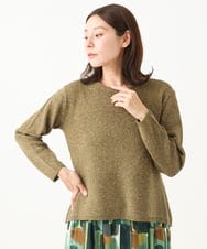 NGFEB51260 GIANNI LO GIUDICE(ジャンニ ロ ジュディチェ) [洗える]ラグランジェニットプルオーバー ブラウンイエロー