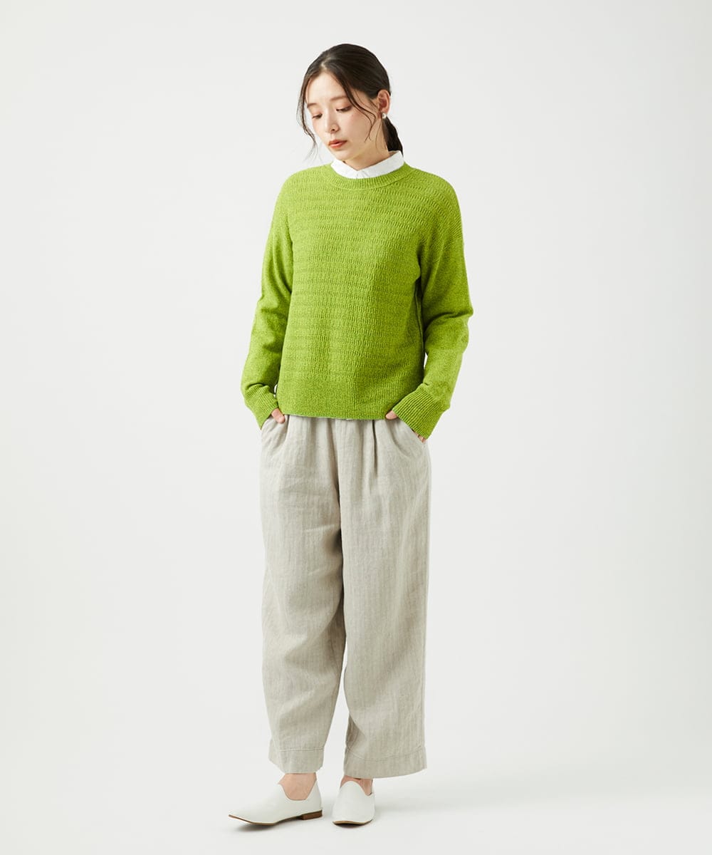 NGFED11260 GIANNI LO GIUDICE(ジャンニ ロ ジュディチェ) [洗える]コットン杢ニット ライトグリーン