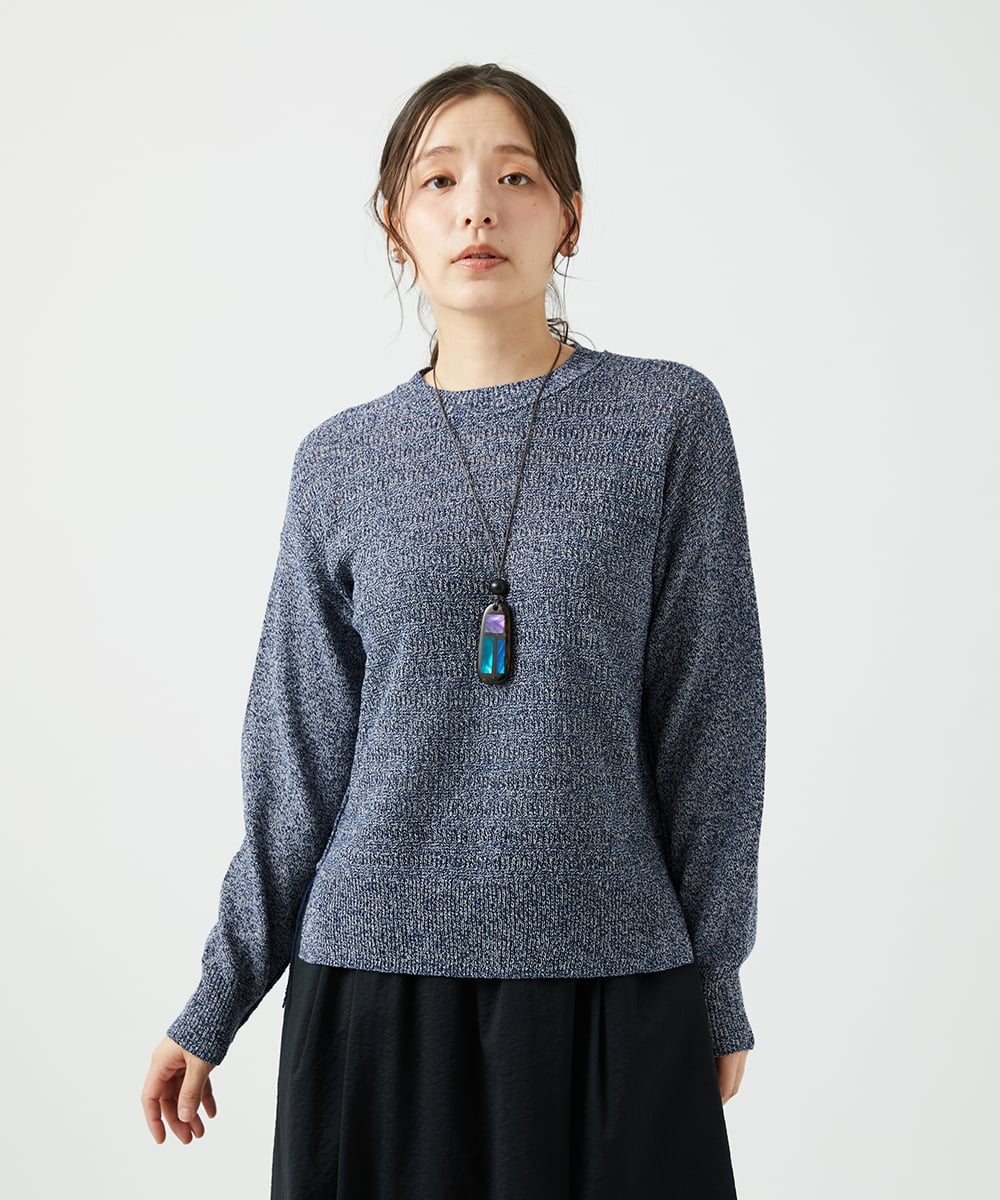 NGFED11260 GIANNI LO GIUDICE(ジャンニ ロ ジュディチェ) [洗える]コットン杢ニット ネイビー