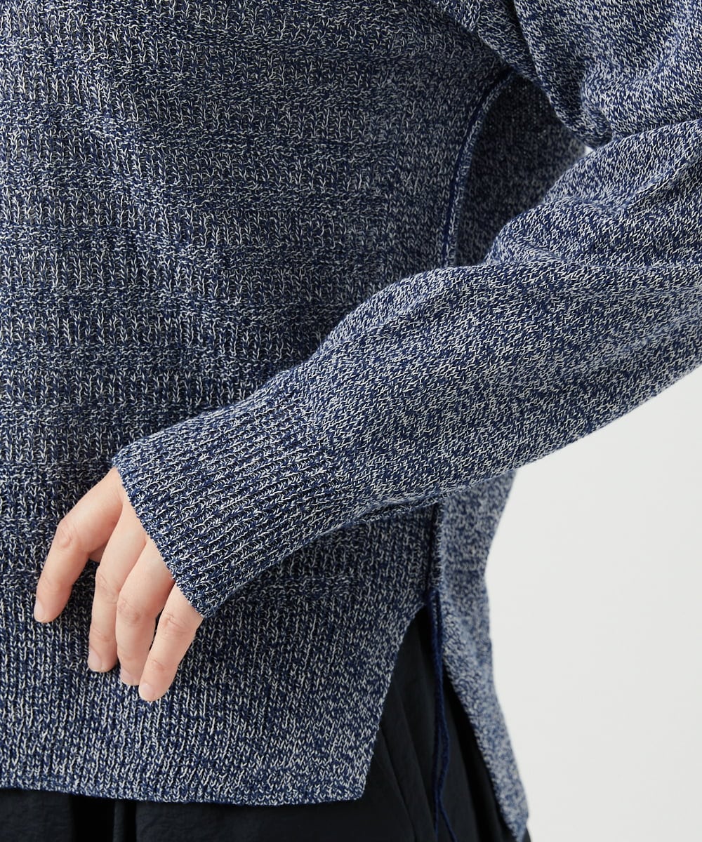 NGFED11260 GIANNI LO GIUDICE(ジャンニ ロ ジュディチェ) [洗える]コットン杢ニット ネイビー