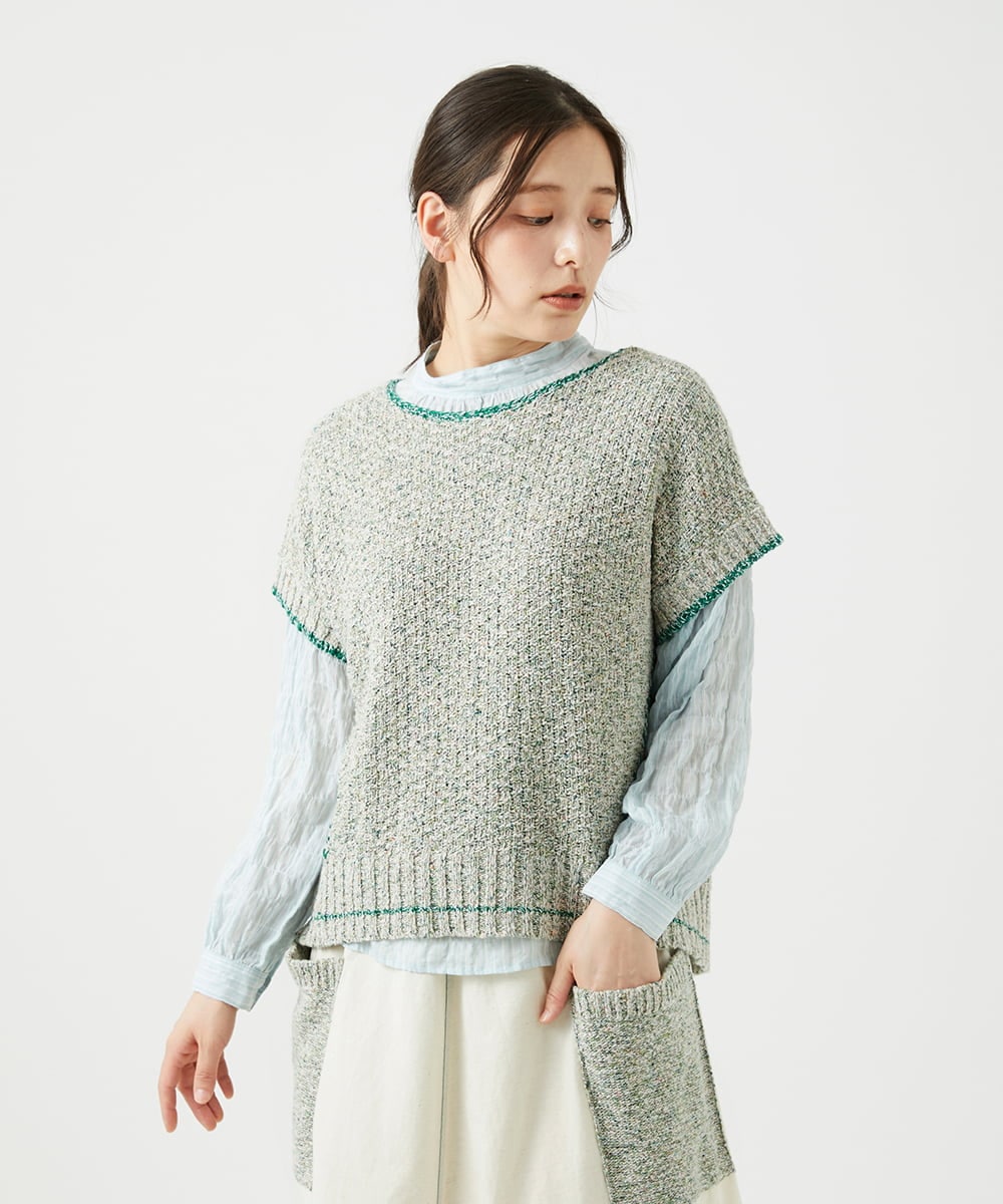 NGFED12270 GIANNI LO GIUDICE(ジャンニ ロ ジュディチェ) 綿麻ニットベスト グリーン