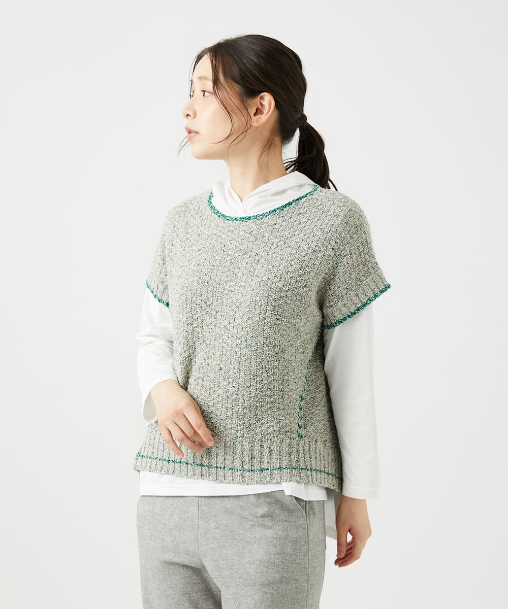 NGFED12270 GIANNI LO GIUDICE(ジャンニ ロ ジュディチェ) 綿麻ニットベスト グリーン