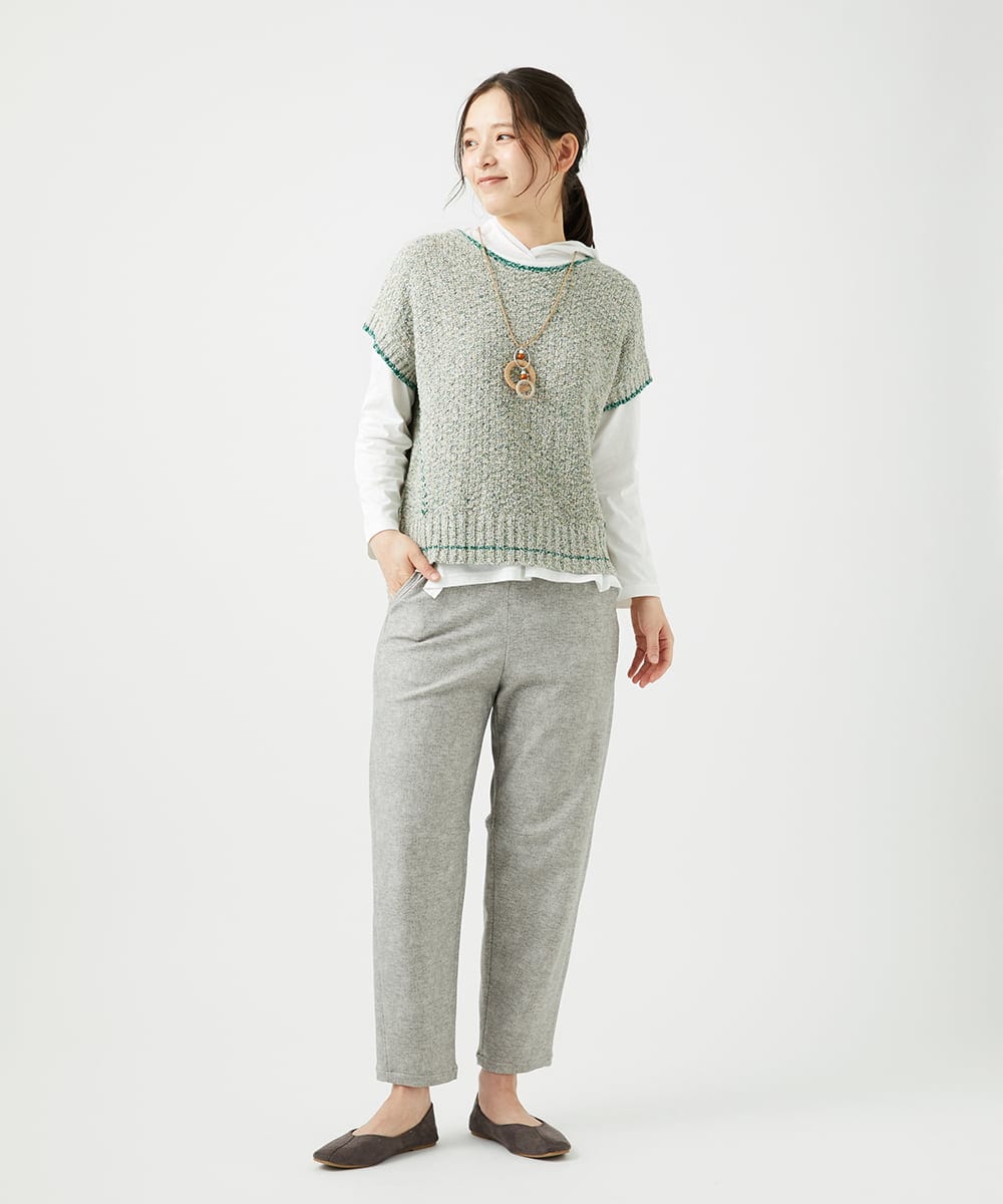 NGFED12270 GIANNI LO GIUDICE(ジャンニ ロ ジュディチェ) 綿麻ニットベスト グリーン