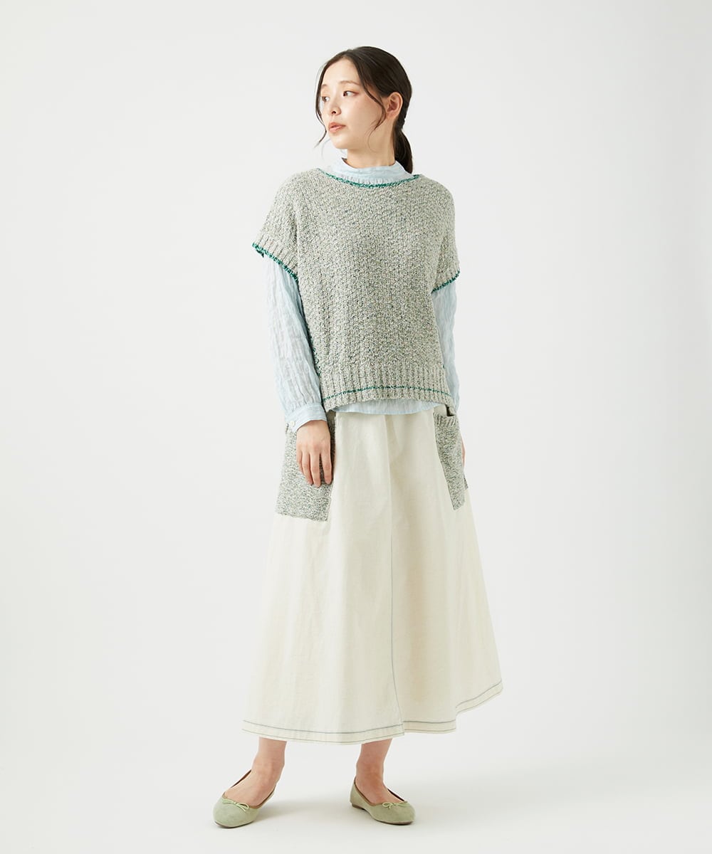 NGFED12270 GIANNI LO GIUDICE(ジャンニ ロ ジュディチェ) 綿麻ニットベスト グリーン