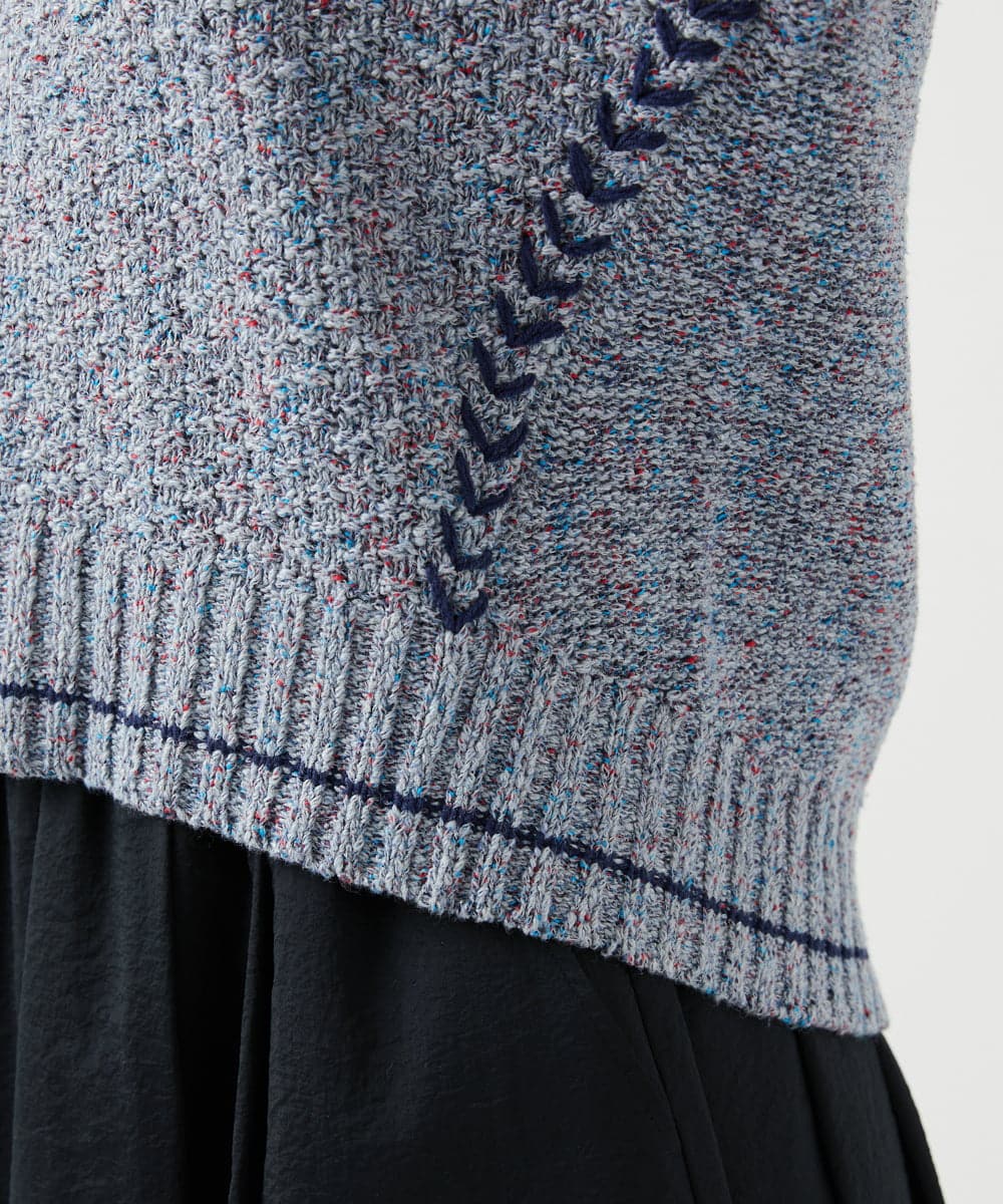 NGFED12270 GIANNI LO GIUDICE(ジャンニ ロ ジュディチェ) 綿麻ニットベスト ブルー