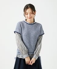 NGFED12270 GIANNI LO GIUDICE(ジャンニ ロ ジュディチェ) 綿麻ニットベスト ブルー