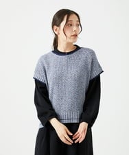 NGFED12270 GIANNI LO GIUDICE(ジャンニ ロ ジュディチェ) 綿麻ニットベスト ブルー