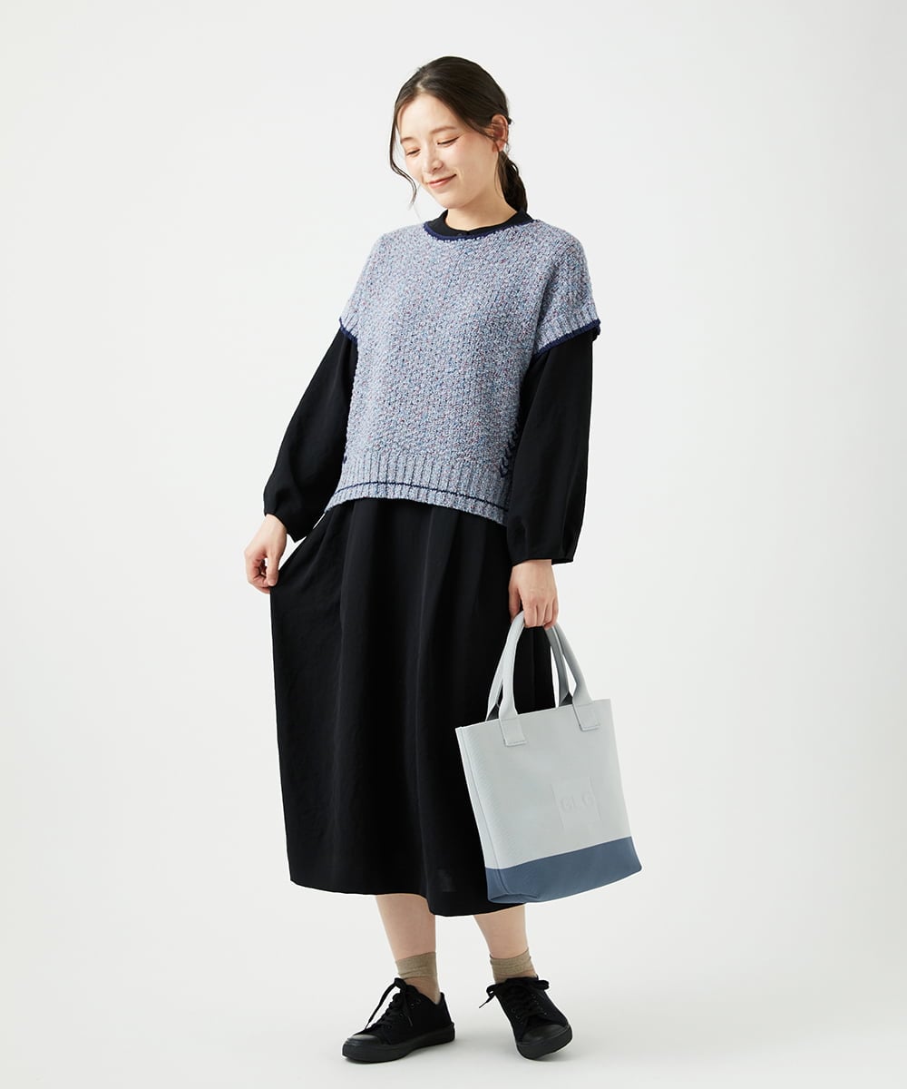 NGFED12270 GIANNI LO GIUDICE(ジャンニ ロ ジュディチェ) 綿麻ニットベスト ブルー