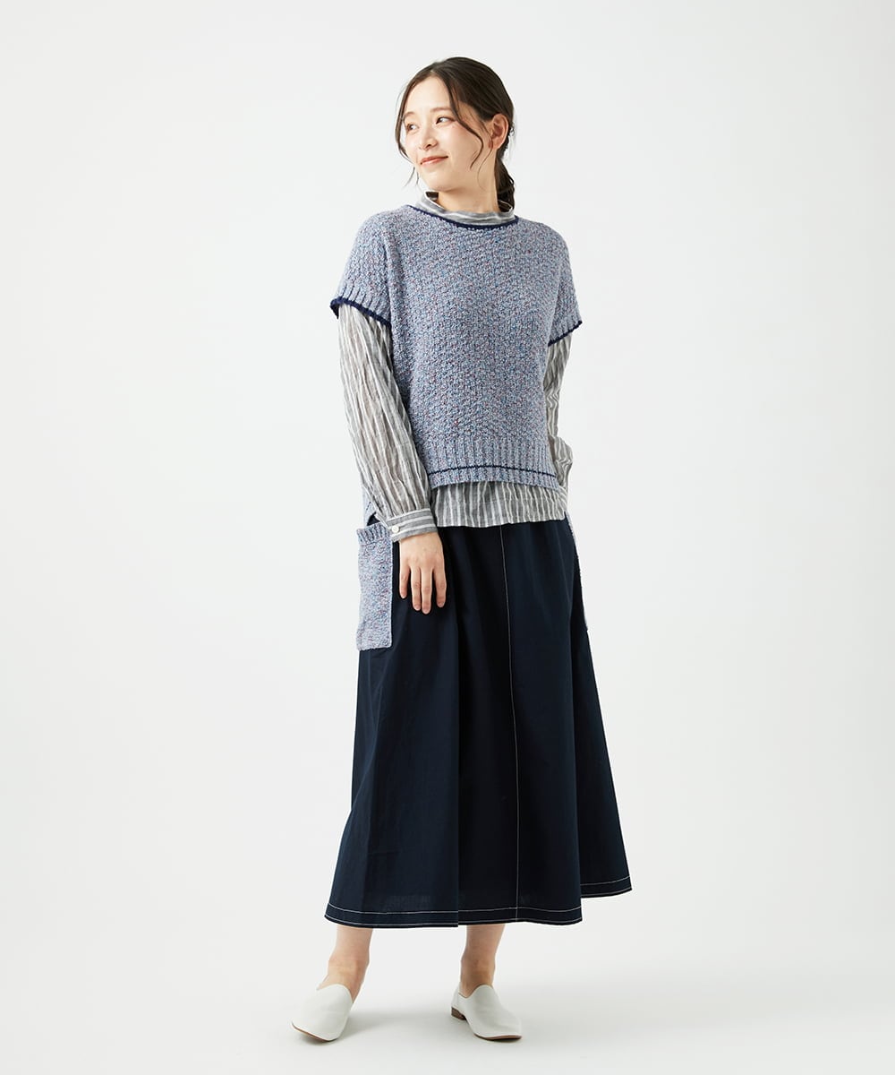 NGFED12270 GIANNI LO GIUDICE(ジャンニ ロ ジュディチェ) 綿麻ニットベスト ブルー