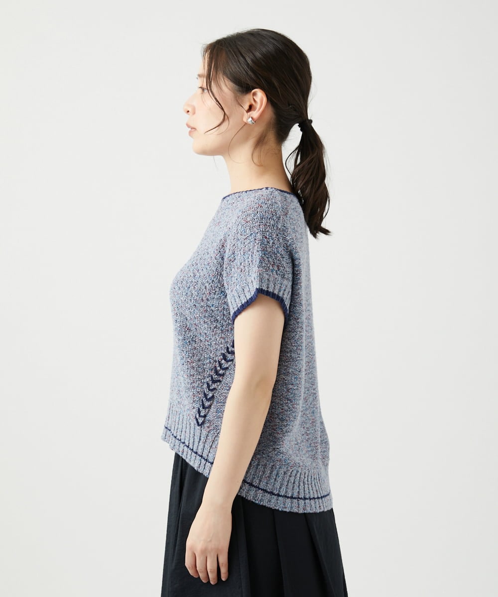 NGFED12270 GIANNI LO GIUDICE(ジャンニ ロ ジュディチェ) 綿麻ニットベスト ブルー