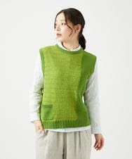 NGFEF13250 GIANNI LO GIUDICE(ジャンニ ロ ジュディチェ) [洗える]コットン杢ニットベスト ライトグリーン