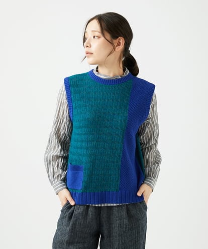 NGFEF13250 GIANNI LO GIUDICE [洗える]コットン杢ニットベスト