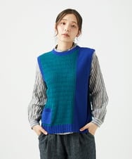 NGFEF13250 GIANNI LO GIUDICE(ジャンニ ロ ジュディチェ) [洗える]コットン杢ニットベスト グリーン