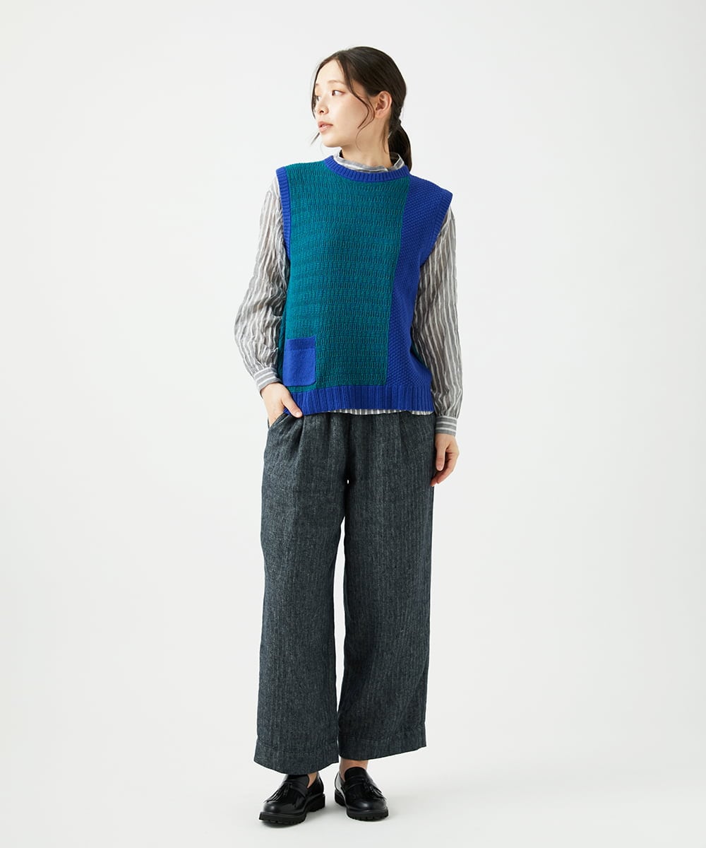 NGFEF13250 GIANNI LO GIUDICE(ジャンニ ロ ジュディチェ) [洗える]コットン杢ニットベスト グリーン