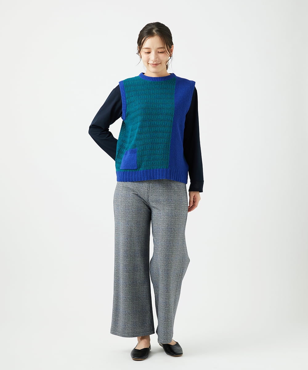 NGFEF13250 GIANNI LO GIUDICE(ジャンニ ロ ジュディチェ) [洗える]コットン杢ニットベスト グリーン