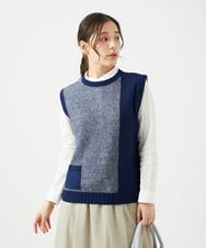 NGFEF13250 GIANNI LO GIUDICE(ジャンニ ロ ジュディチェ) [洗える]コットン杢ニットベスト ネイビー