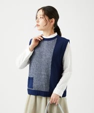 NGFEF13250 GIANNI LO GIUDICE(ジャンニ ロ ジュディチェ) [洗える]コットン杢ニットベスト ネイビー