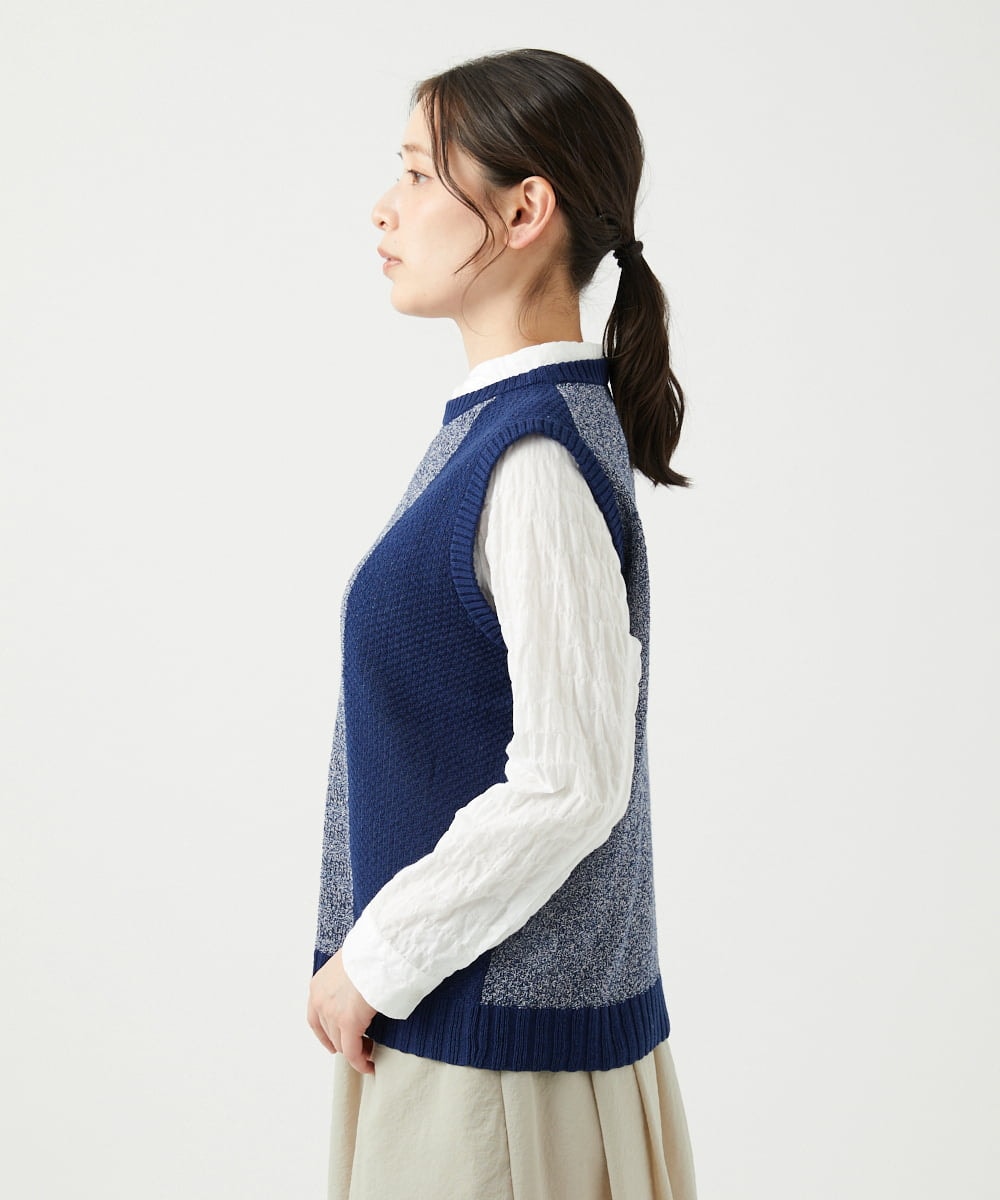 NGFEF13250 GIANNI LO GIUDICE(ジャンニ ロ ジュディチェ) [洗える]コットン杢ニットベスト ネイビー