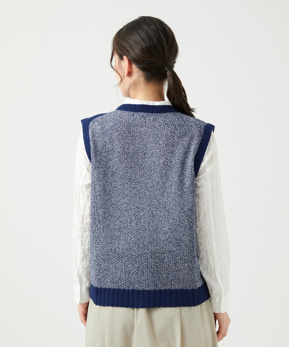 NGFEF13250 GIANNI LO GIUDICE(ジャンニ ロ ジュディチェ) [洗える]コットン杢ニットベスト ネイビー