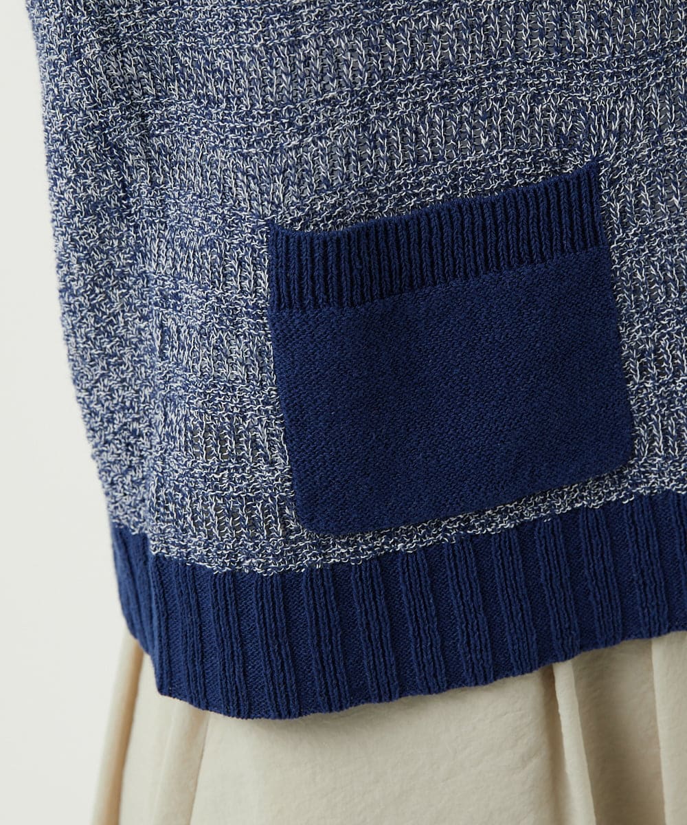 NGFEF13250 GIANNI LO GIUDICE(ジャンニ ロ ジュディチェ) [洗える]コットン杢ニットベスト ネイビー