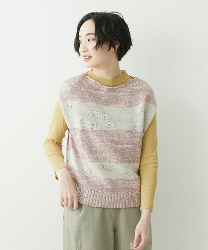NGFET01230 GIANNI LO GIUDICE [日本製]綿ギマボーダーニットベスト