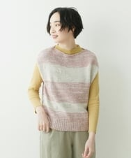 NGFET01230 GIANNI LO GIUDICE(ジャンニ ロ ジュディチェ) [日本製]綿ギマボーダーニットベスト ピンク