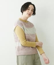 NGFET01230 GIANNI LO GIUDICE(ジャンニ ロ ジュディチェ) [日本製]綿ギマボーダーニットベスト ピンク