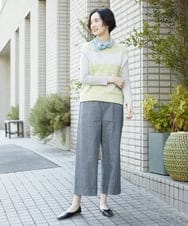 NGFET01230 GIANNI LO GIUDICE(ジャンニ ロ ジュディチェ) [日本製]綿ギマボーダーニットベスト グリーン