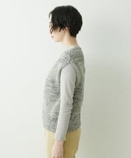 NGFET01230 GIANNI LO GIUDICE(ジャンニ ロ ジュディチェ) [日本製]綿ギマボーダーニットベスト ダークグレー