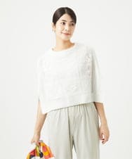 NGFGA30290 GIANNI LO GIUDICE(ジャンニ ロ ジュディチェ) [洗える・日本製]コットンレース編みニットポンチョ風ベスト ホワイト