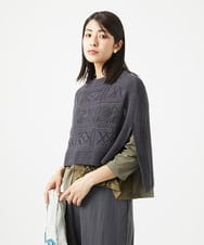 NGFGA30290 GIANNI LO GIUDICE(ジャンニ ロ ジュディチェ) [洗える・日本製]コットンレース編みニットポンチョ風ベスト ダークグレー