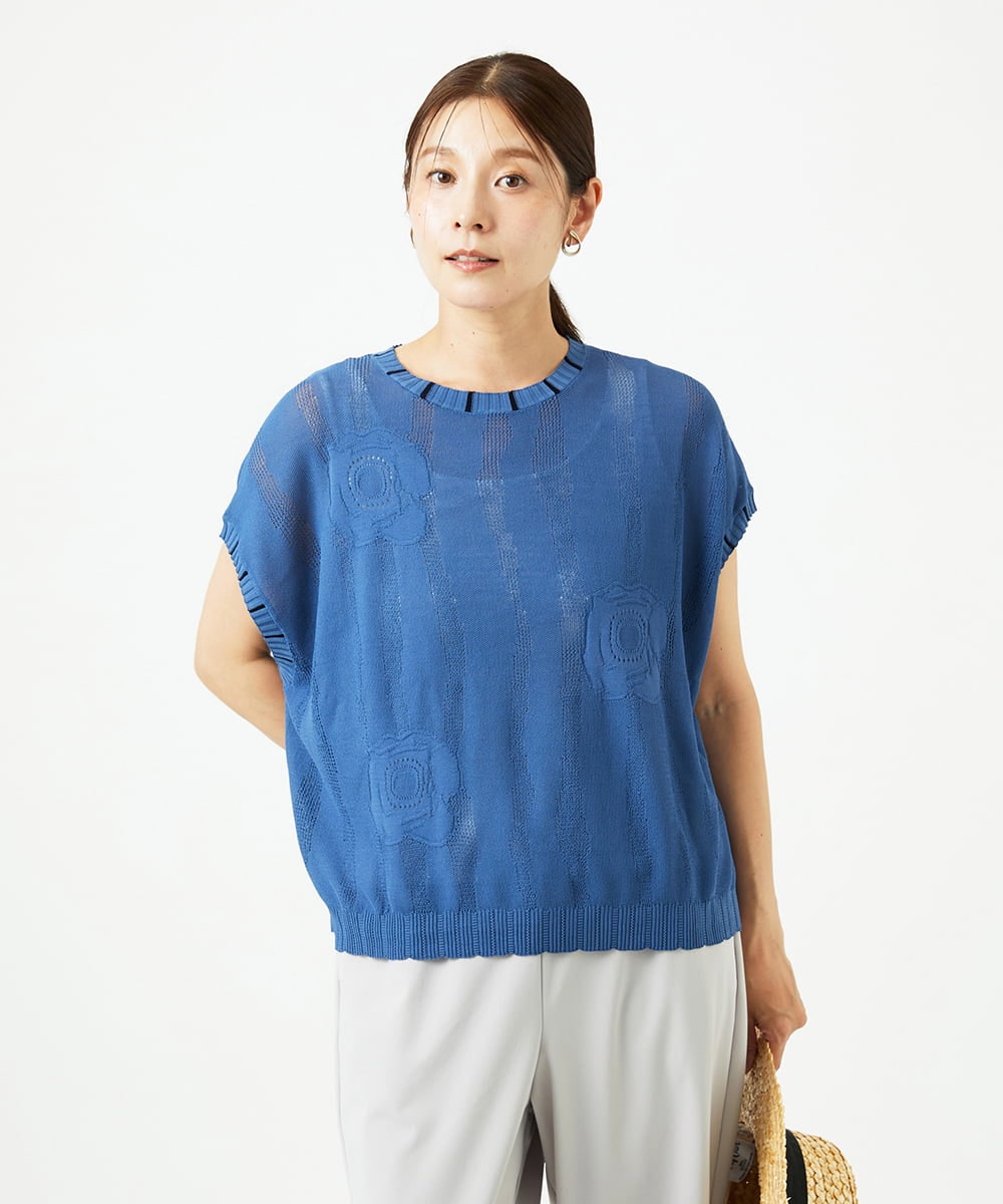 NGFGB01220 GIANNI LO GIUDICE [洗える]アイレットフラワーニットベスト