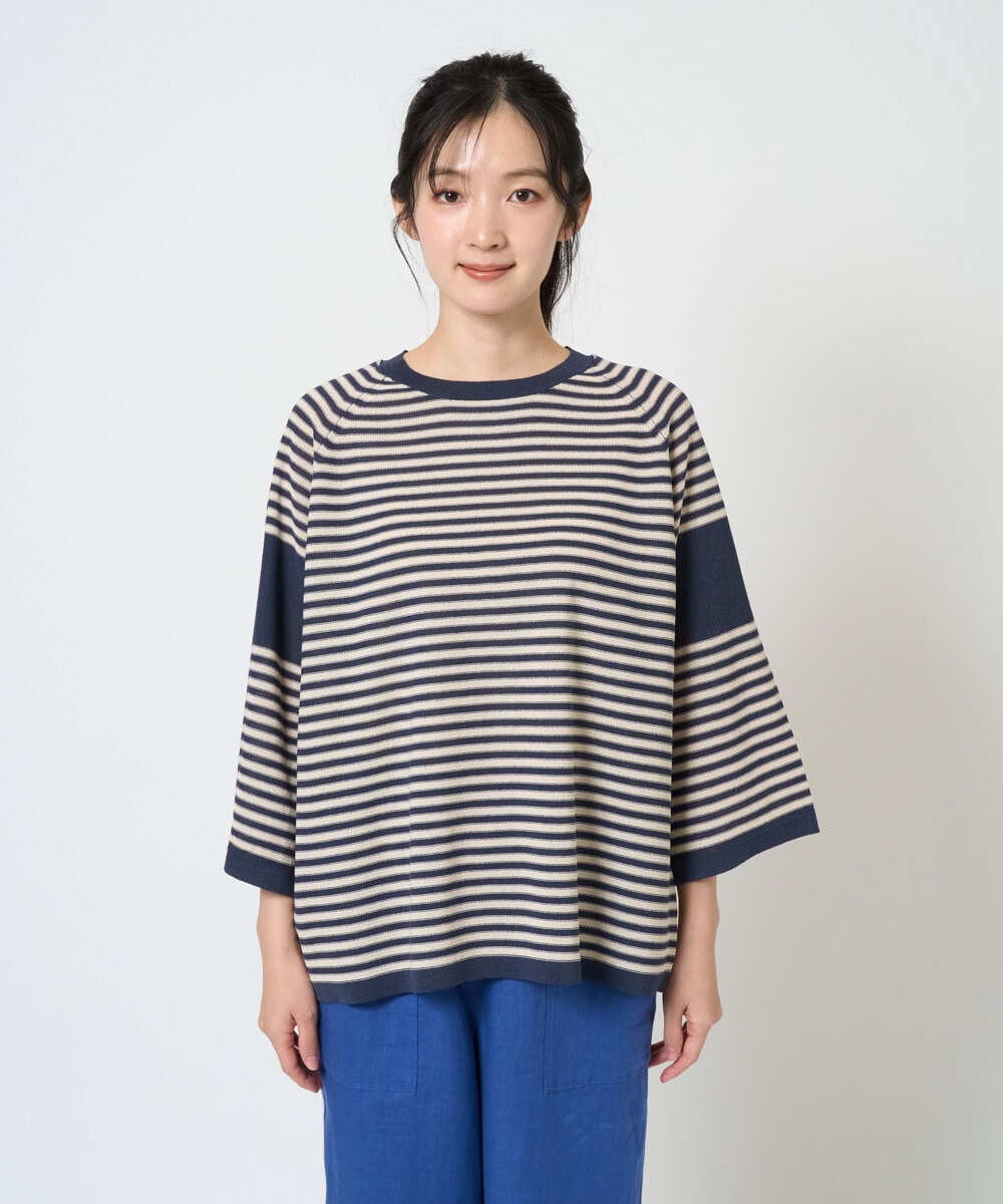 NGFGE40230 GIANNI LO GIUDICE(ジャンニ ロ ジュディチェ) [洗える]ペーパーヤーンニット ネイビー