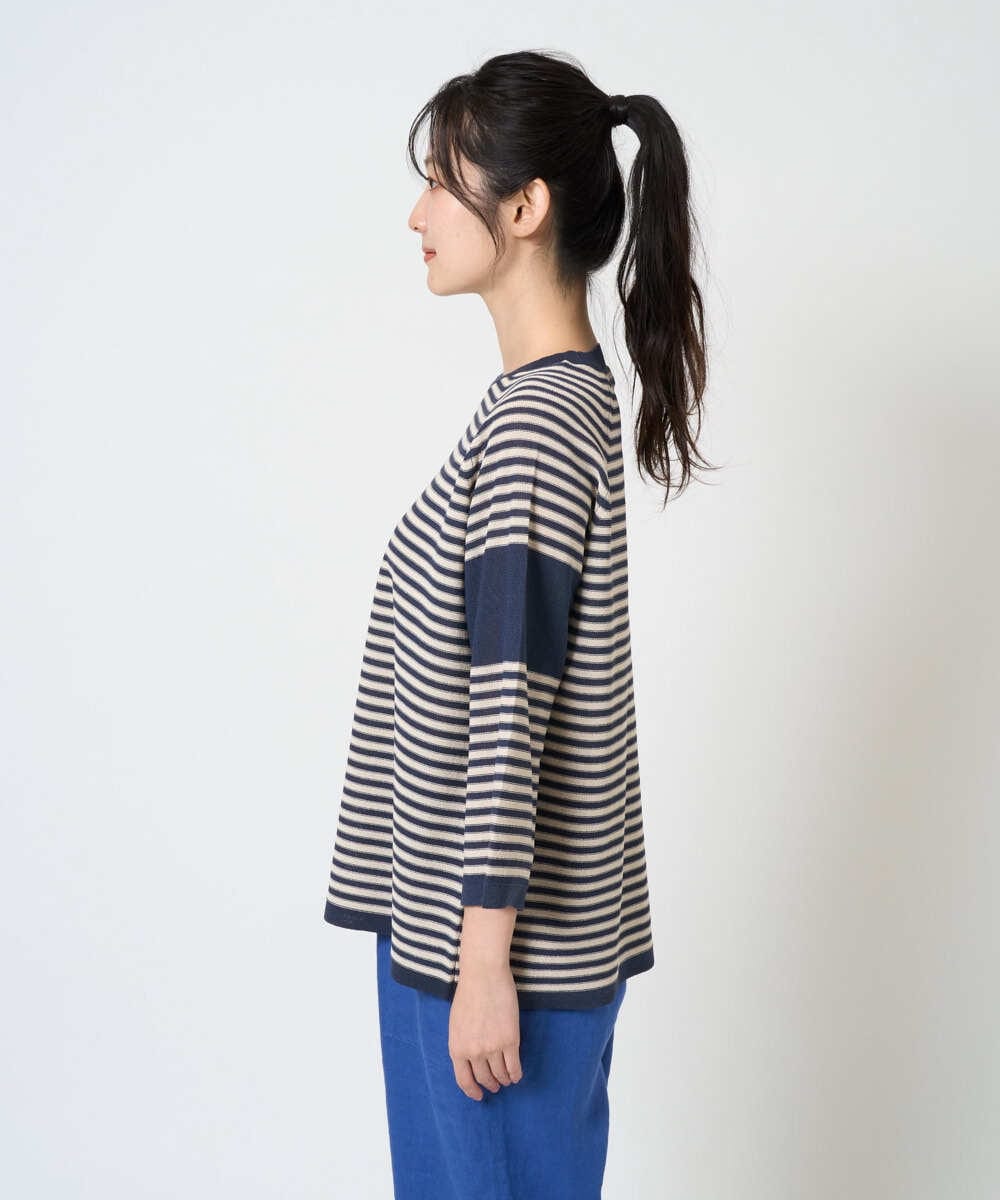 NGFGE40230 GIANNI LO GIUDICE(ジャンニ ロ ジュディチェ) [洗える]ペーパーヤーンニット ネイビー