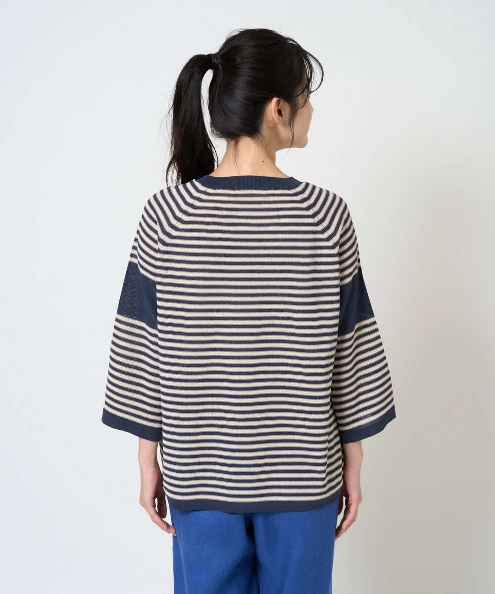 NGFGE40230 GIANNI LO GIUDICE(ジャンニ ロ ジュディチェ) [洗える]ペーパーヤーンニット ネイビー