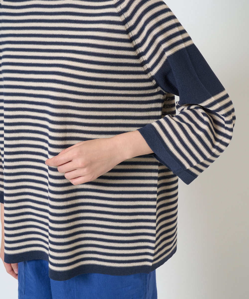 NGFGE40230 GIANNI LO GIUDICE(ジャンニ ロ ジュディチェ) [洗える]ペーパーヤーンニット ネイビー