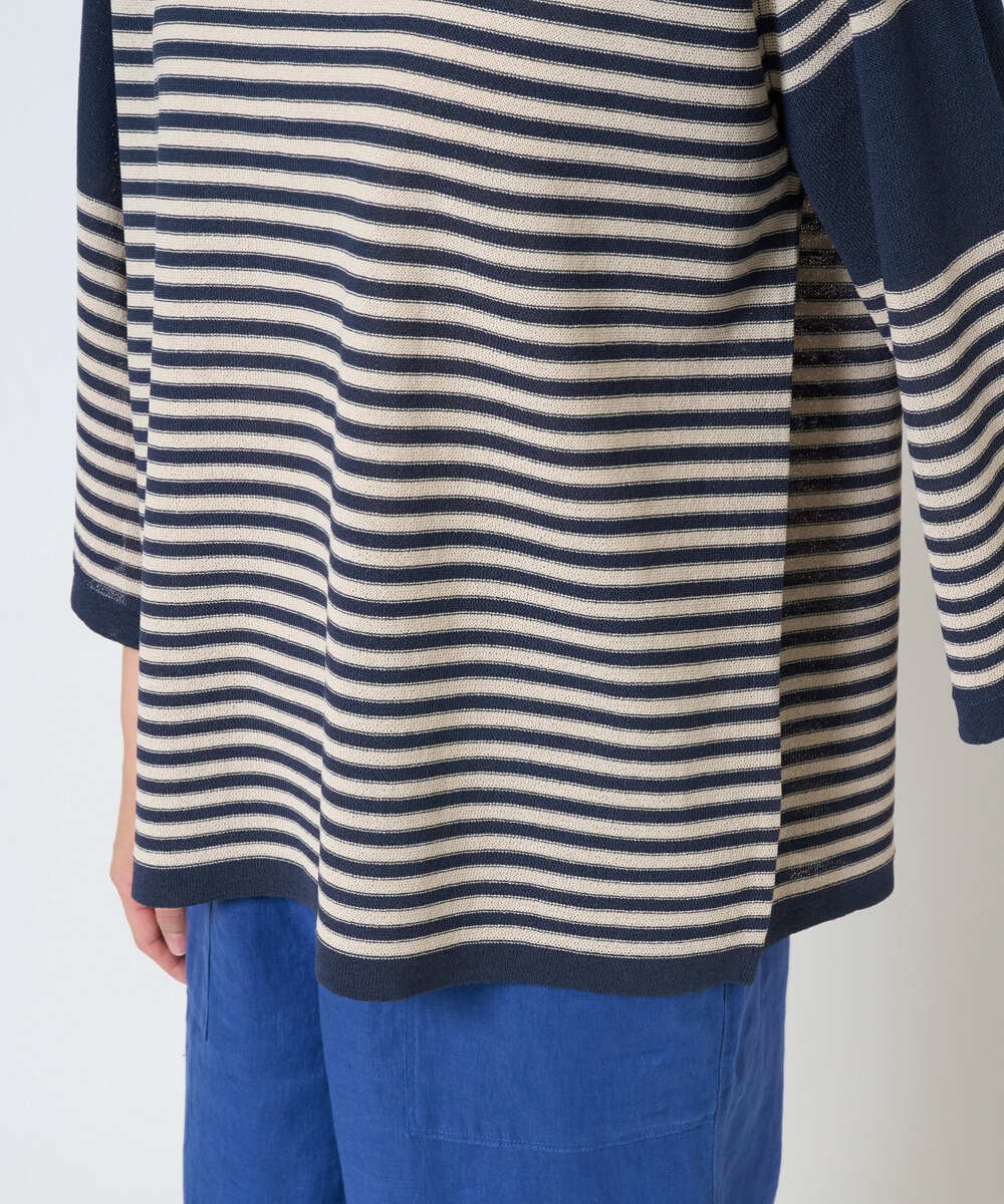 NGFGE40230 GIANNI LO GIUDICE(ジャンニ ロ ジュディチェ) [洗える]ペーパーヤーンニット ネイビー