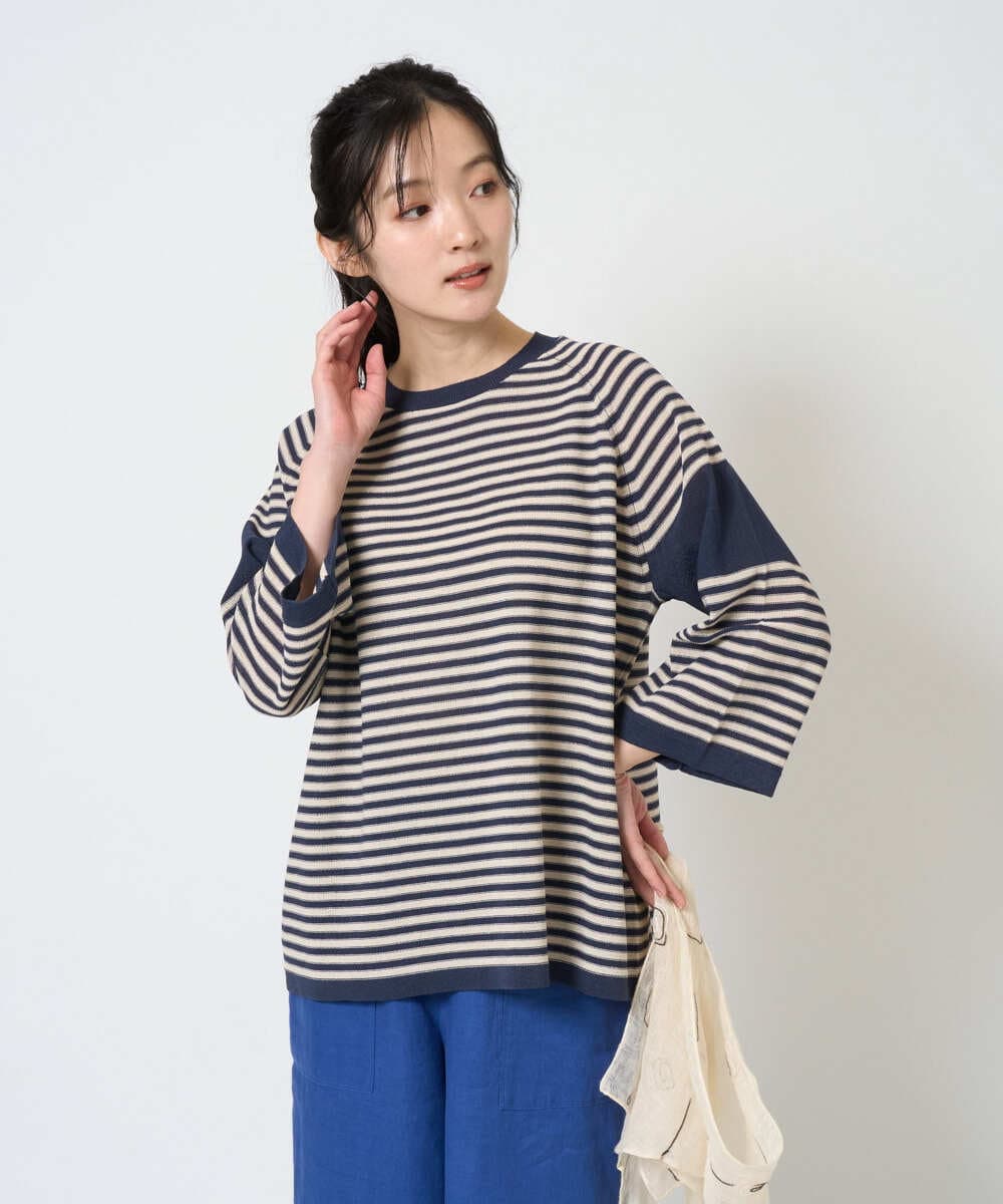 NGFGE40230 GIANNI LO GIUDICE(ジャンニ ロ ジュディチェ) [洗える]ペーパーヤーンニット ネイビー