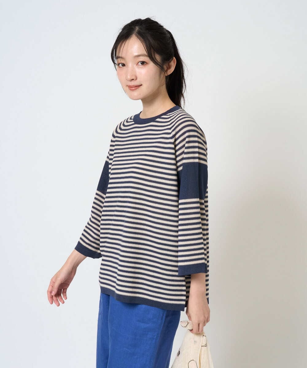 NGFGE40230 GIANNI LO GIUDICE(ジャンニ ロ ジュディチェ) [洗える]ペーパーヤーンニット ネイビー