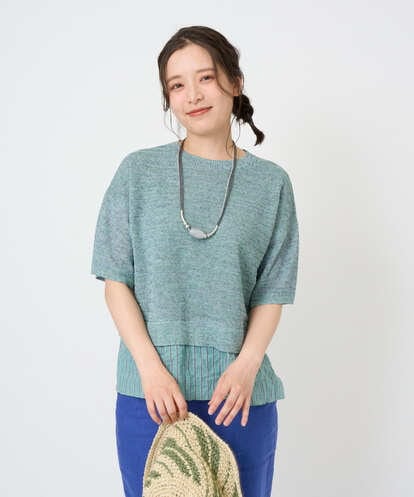 NGFGE44290 GIANNI LO GIUDICE [洗える]テトロンリネンカスリニット