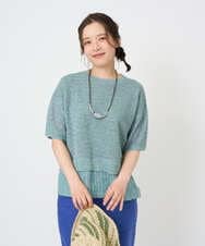 NGFGE44290 GIANNI LO GIUDICE(ジャンニ ロ ジュディチェ) [洗える]テトロンリネンカスリニット グリーン