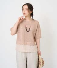 NGFGE44290 GIANNI LO GIUDICE(ジャンニ ロ ジュディチェ) [洗える]テトロンリネンカスリニット オレンジベージュ