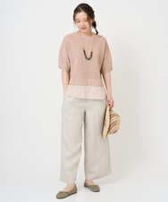 NGFGE44290 GIANNI LO GIUDICE(ジャンニ ロ ジュディチェ) [洗える]テトロンリネンカスリニット オレンジベージュ