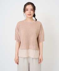 NGFGE44290 GIANNI LO GIUDICE(ジャンニ ロ ジュディチェ) [洗える]テトロンリネンカスリニット オレンジベージュ