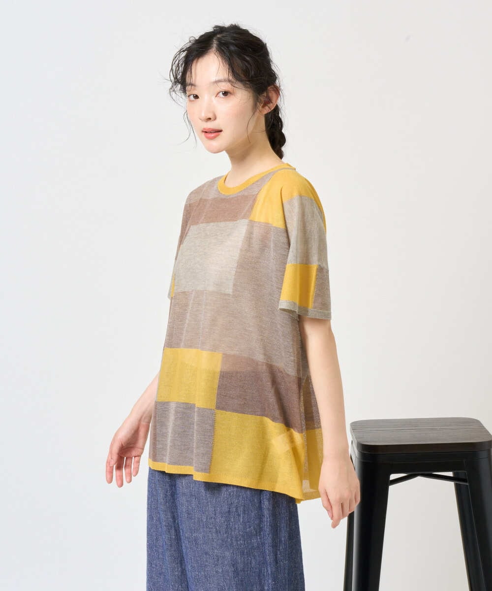 NGFGE50250 GIANNI LO GIUDICE(ジャンニ ロ ジュディチェ) [洗える]LEVITAサマーニット マスタード