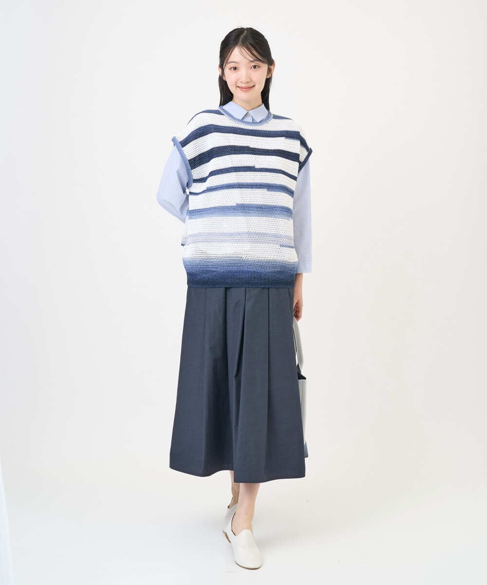 NGFGF40230 GIANNI LO GIUDICE(ジャンニ ロ ジュディチェ) カスリボーダーニットベスト ネイビー