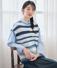 NGFGF40230 GIANNI LO GIUDICE(ジャンニ ロ ジュディチェ) カスリボーダーニットベスト ネイビー